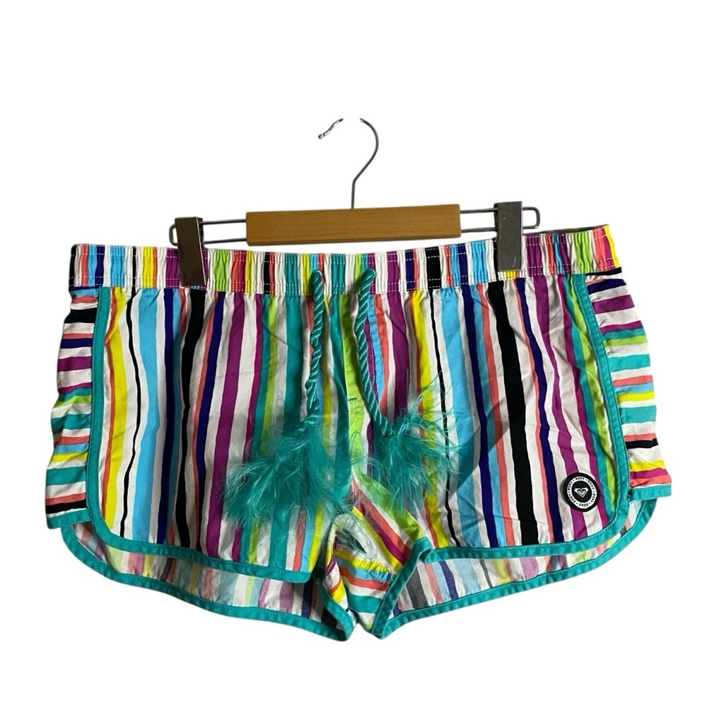 Roxy Women's Multi-Colored Striped Beach Vibes Mini Shorts